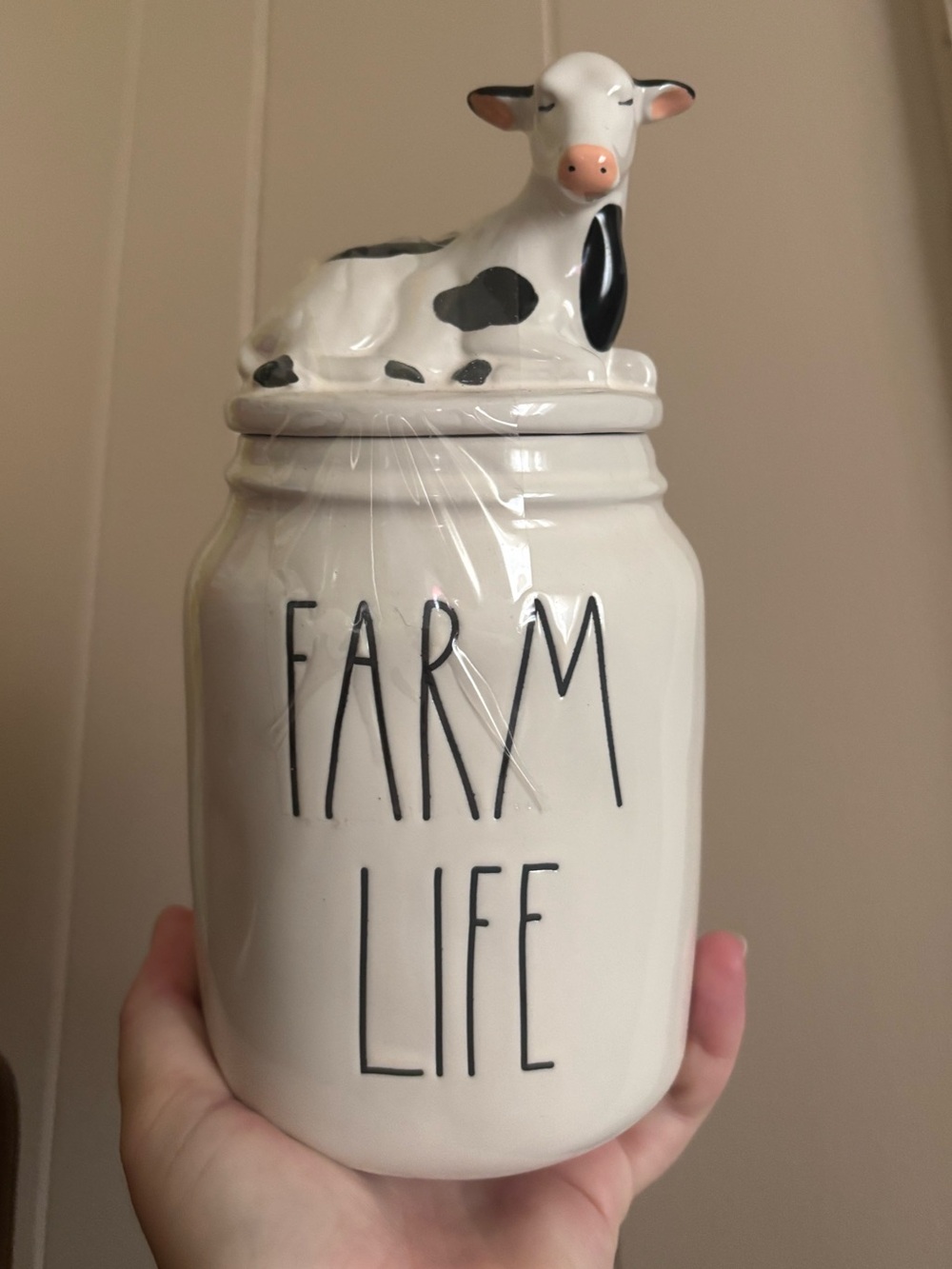 Rae Dunn Farm Life Ceramic Cow Canister